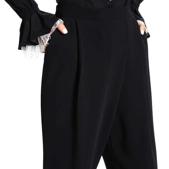 Unworn Cinq A Sept Juliet Wrap Front Straight Leg Trousers in Black - Picture 4 of 11